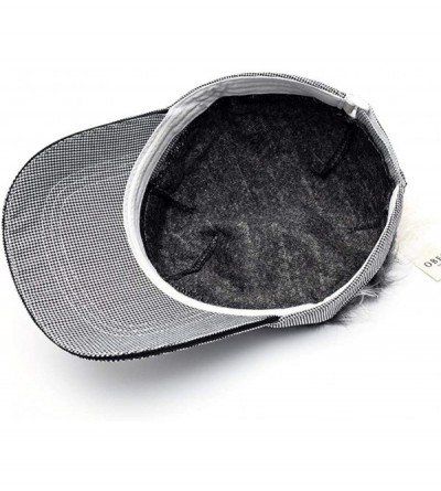 Visors Flair Hair Visor Sun Cap Wig Peaked Adjustable Baseball Hat with Spiked Hairs - Grid Gray-upgraded - CO18I3S8D6U $13.34