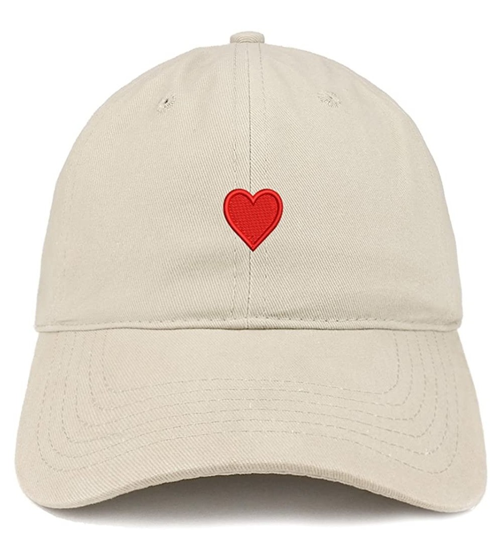 Baseball Caps Emoticon Heart Embroidered Cotton Adjustable Ball Cap Dad Hat - Stone - CF12MYDDRJX $18.42