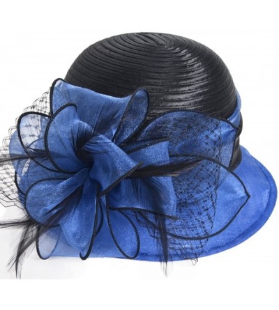 Bucket Hats Lady Church Derby Dress Cloche Hat Fascinator Floral Tea Party Wedding Bucket Hat S051 - S606-navy - C518EYNDNZE ...