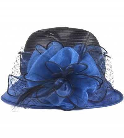 Bucket Hats Lady Church Derby Dress Cloche Hat Fascinator Floral Tea Party Wedding Bucket Hat S051 - S606-navy - C518EYNDNZE ...