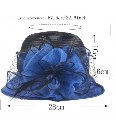 Bucket Hats Lady Church Derby Dress Cloche Hat Fascinator Floral Tea Party Wedding Bucket Hat S051 - S606-navy - C518EYNDNZE ...