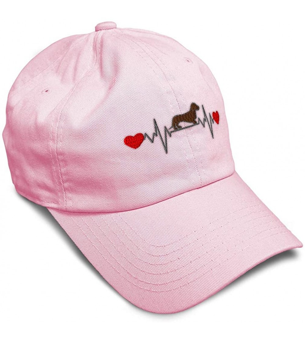 Baseball Caps Soft Baseball Cap Dog Dachshund Lifeline B Embroidery Dad Hats for Men & Women - Soft Pink - CF18TLES4EG $18.18