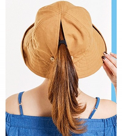 Sun Hats Summer Sun Hats Outdoor UV Protection Wide Large Brim Beach Visor Empty Top Caps for Women - Yellow - CG18D5OO7GD $1...