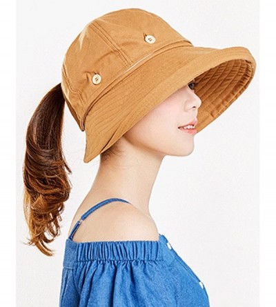 Sun Hats Summer Sun Hats Outdoor UV Protection Wide Large Brim Beach Visor Empty Top Caps for Women - Yellow - CG18D5OO7GD $1...