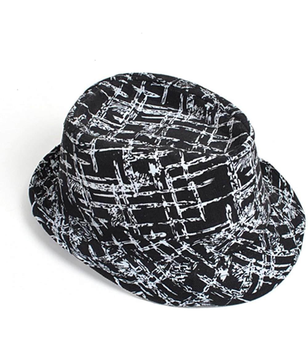 Fedoras Black & White Patterned Fedora Hat - CX12EPKXYO1 $15.43