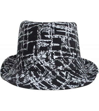 Fedoras Black & White Patterned Fedora Hat - CX12EPKXYO1 $15.43