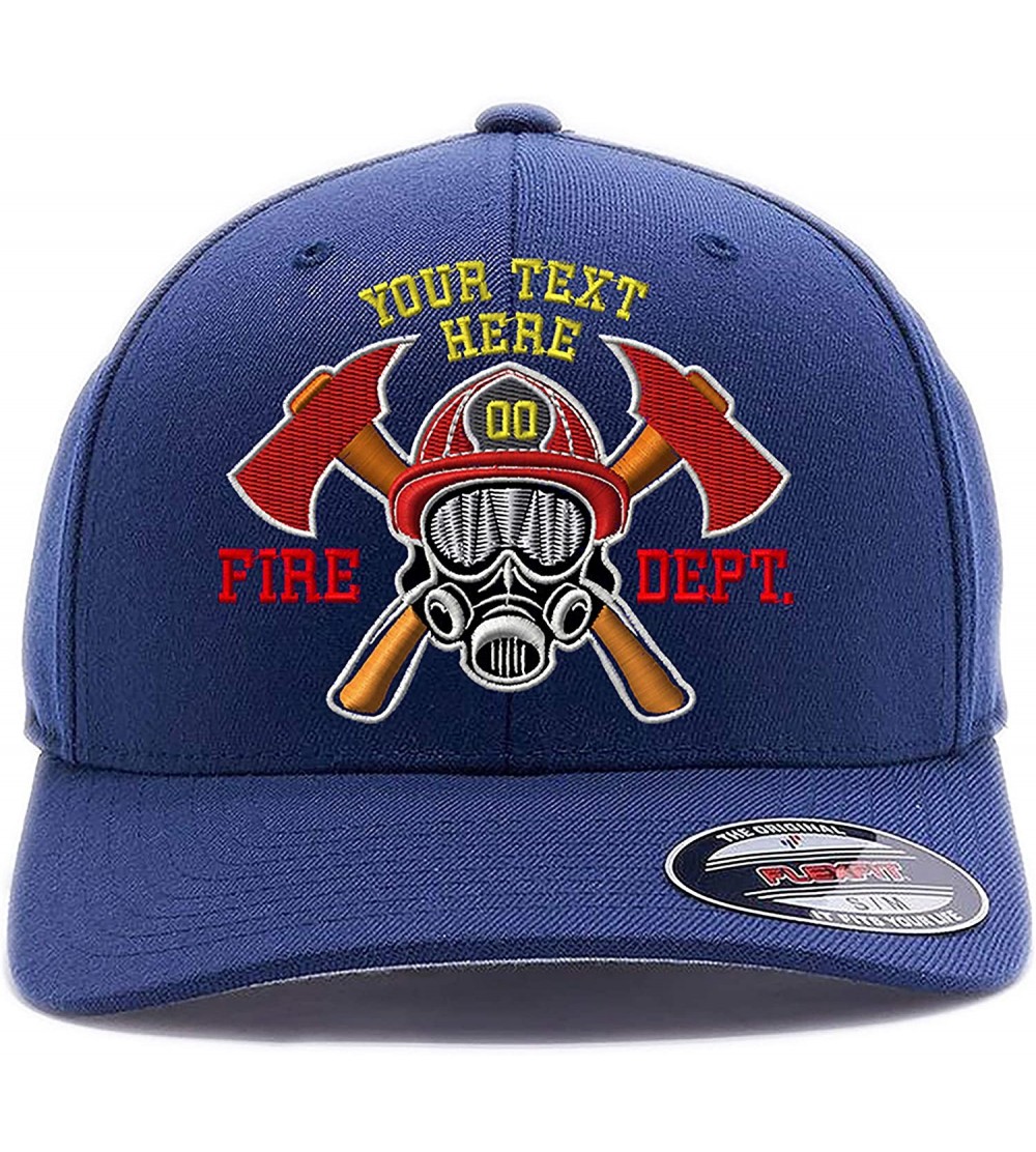 Baseball Caps Custom Embroidered Firefighter Hats. 6477- 6277 Flexfit Baseball caps - Navy - CE18CRQ0GQW $28.38