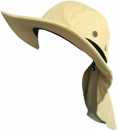 Sun Hats Men Women Boonie Bucket Hat with Neck Flap Wide Brim UV Protection Sun Hat Cap Packable Adjustable - Light Khaki - C...