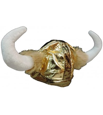Skullies & Beanies Plush Gold Viking Warrior Hat Cap with Horns & Faux Fur - CG11FQVVBCV $14.64