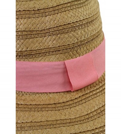 Sun Hats Mixed Braid Straw Floppy Hat with Pink Ribbon - CM17YLSE63C $11.13