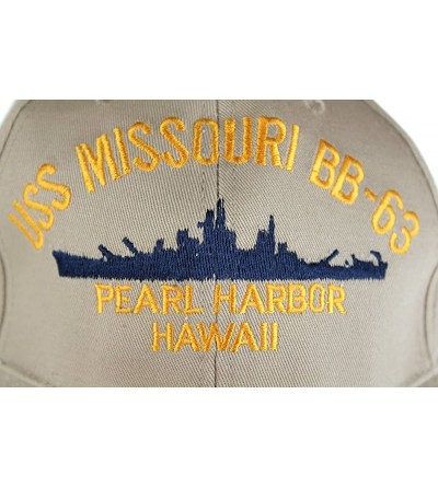 Baseball Caps Embroidered USS Missouri Battle Ship Cap hat- Khaki - CJ116ML1L6P $17.40