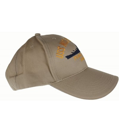 Baseball Caps Embroidered USS Missouri Battle Ship Cap hat- Khaki - CJ116ML1L6P $17.40