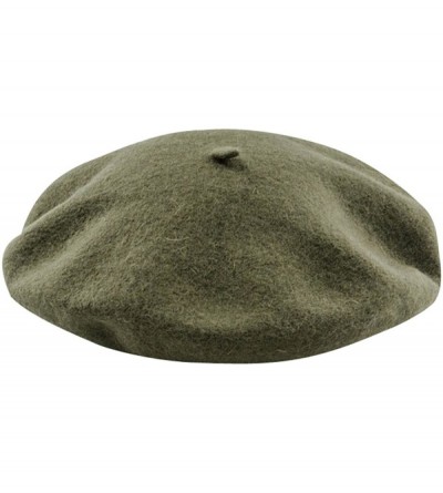 Berets Women Or Men 100% Wool Solid Berets French Beret - Army Green - C7187EEMNMW $11.66