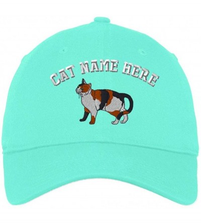 Baseball Caps Custom Low Profile Soft Hat Calico Cat A Embroidery Cat Name Cotton Dad Hat - Mint - C418QXEANUQ $22.84