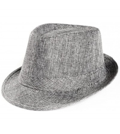 Fedoras Men's Fedoras- Straw Fedora Panama Sun Summer Beach Hat Cuban Trilby Men Women (Gray) - Gray - CP18UM7AW3H $7.28