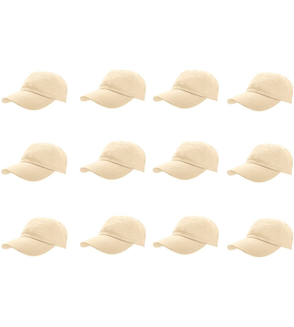 Baseball Caps Baseball Caps 100% Cotton Plain Blank Adjustable Size Wholesale LOT 12 Pack - Putty - CD183EXZE4K $28.28