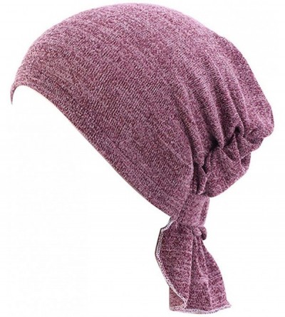 Skullies & Beanies Ruffle Chemo Turban Cancer Headband Scarf Slouchy Beanie Cap Muslim Scarf Headwear for Cancer - A-red - CG...