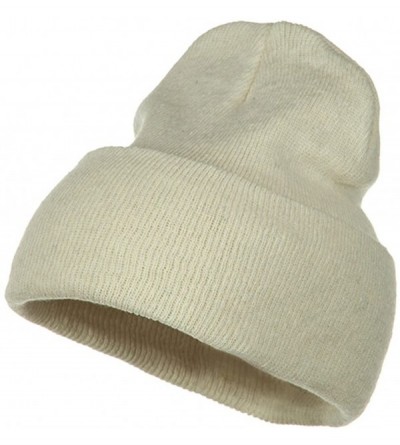 Skullies & Beanies Big Size Stretch ECO Cotton Long Beanie - Milk - CF1156XCJLB $26.74