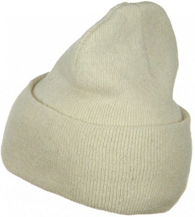 Skullies & Beanies Big Size Stretch ECO Cotton Long Beanie - Milk - CF1156XCJLB $26.74