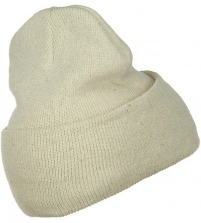 Skullies & Beanies Big Size Stretch ECO Cotton Long Beanie - Milk - CF1156XCJLB $26.74