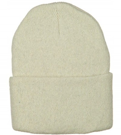 Skullies & Beanies Big Size Stretch ECO Cotton Long Beanie - Milk - CF1156XCJLB $26.74