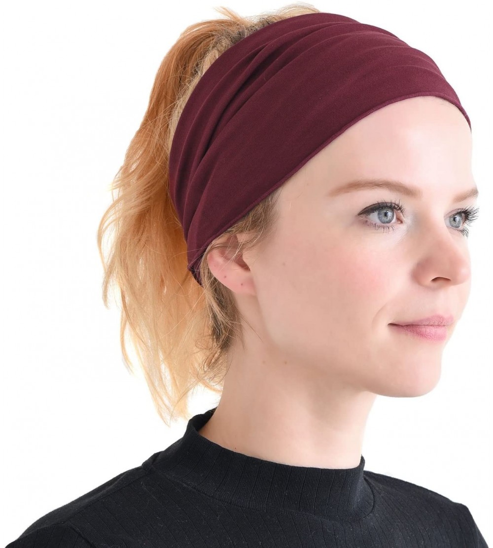 Headbands Mens Womens Elastic Bandana Headband Japanese Long Hair Dreads Head Wrap - Maroon - CU118R802IT $20.76