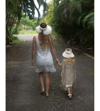 Sun Hats BMC 2pc Mommy and Me Straw Material Collapsible Roll Up Wide Brim Hats - Cool Gray - C812N25992O $12.14