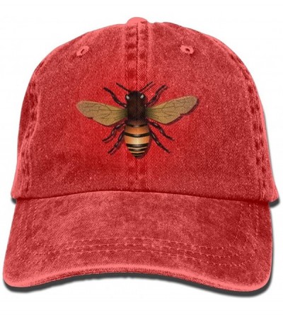 Skullies & Beanies Vivid honeybee Washed Denim Retro Snapback Baseball Hat Cowboy Style Cap Unisex Trucker Hats. - Red - CE18...