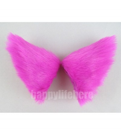 Headbands Long Fur Cat Ears and Cat Tail Set Halloween Party Kitty Cosplay Costume Kits (Hot pink) - Hot pink - CS12IN3HXUR $...