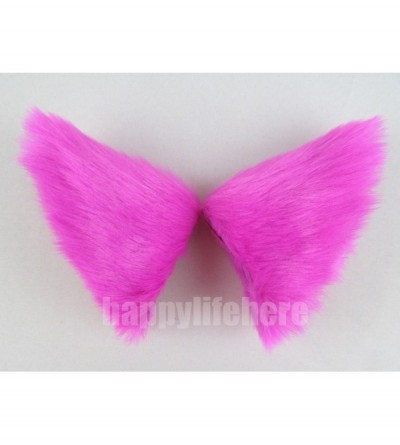 Headbands Long Fur Cat Ears and Cat Tail Set Halloween Party Kitty Cosplay Costume Kits (Hot pink) - Hot pink - CS12IN3HXUR $...