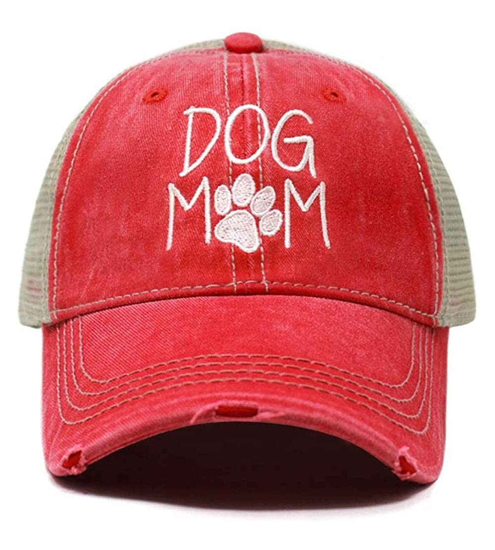 Baseball Caps Dog Mom Dad Hat Cotton Baseball Cap Polo Style Low Profile - Tc102 Red - CA18Q73DAXC $16.73