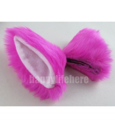 Headbands Long Fur Cat Ears and Cat Tail Set Halloween Party Kitty Cosplay Costume Kits (Hot pink) - Hot pink - CS12IN3HXUR $...