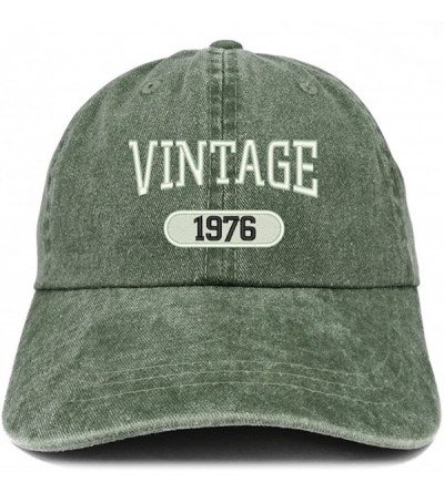 Baseball Caps Vintage 1976 Embroidered 44th Birthday Soft Crown Washed Cotton Cap - Dark Green - CZ180WZ0087 $21.36