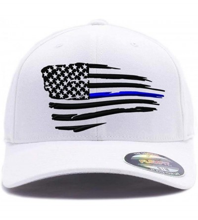 Baseball Caps Thin Red Line Waving USA Flag. Embroidered. 6477 Wool Blend Cap - White - CR180800QD3 $21.77