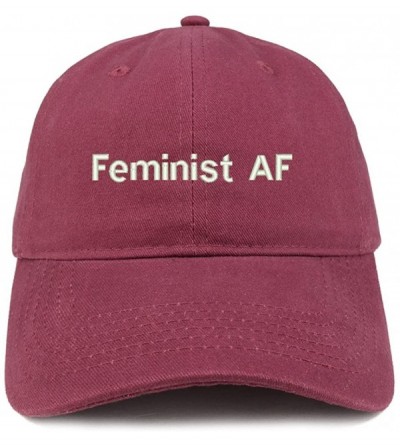 Baseball Caps Feminist AF Embroidered Soft Low Profile Adjustable Cotton Cap - Maroon - CV18CSEG6M7 $37.70