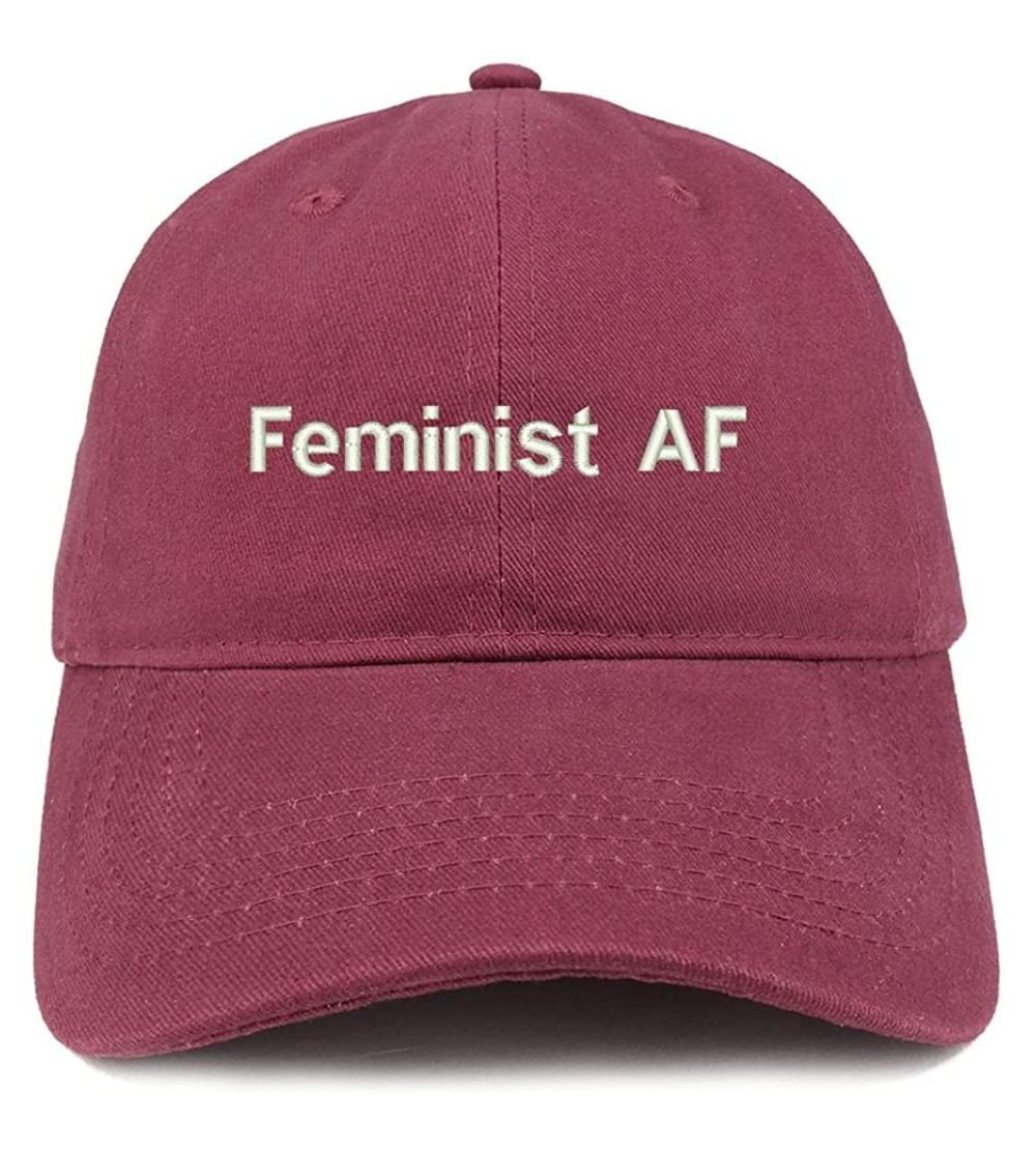 Baseball Caps Feminist AF Embroidered Soft Low Profile Adjustable Cotton Cap - Maroon - CV18CSEG6M7 $20.60