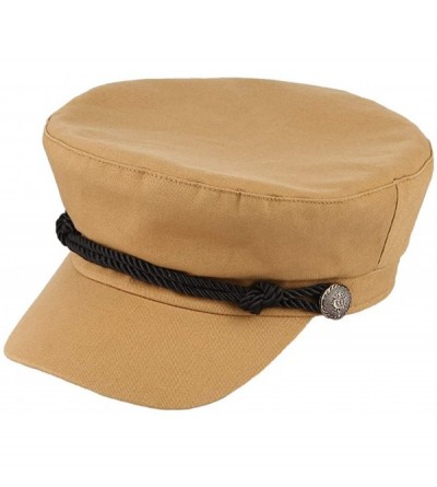 Newsboy Caps Women Classic British Flat Top Fisherman Hat Cotton Breton Fiddler Hat - Camel - C818II7TKQK $10.82