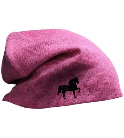 Skullies & Beanies Custom Slouchy Beanie Tennessee Walking Horse Embroidery Cotton - Pink - CW12ESMIVNZ $13.29
