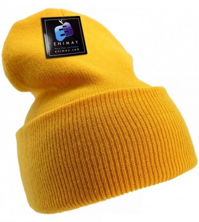 Skullies & Beanies Men's Women's Winter Long Beanie Hat Knit Cap 12 Pack - Yellow - CX18H3T3CCE $20.19