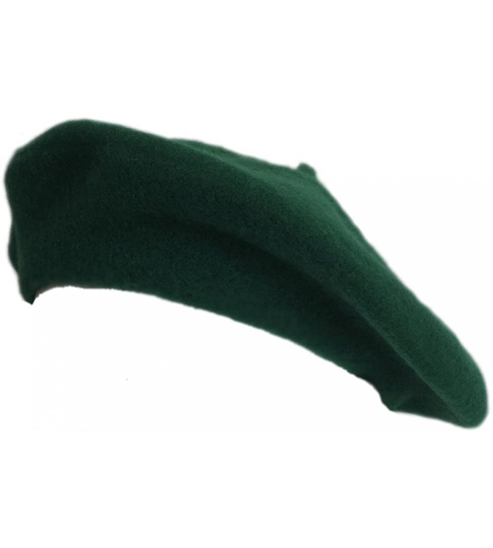 Berets 100% Wool Kelly Green Beret French Parisian Hat - CD11KT6GWZ9 $13.31