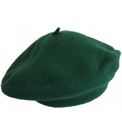 Berets 100% Wool Kelly Green Beret French Parisian Hat - CD11KT6GWZ9 $13.31