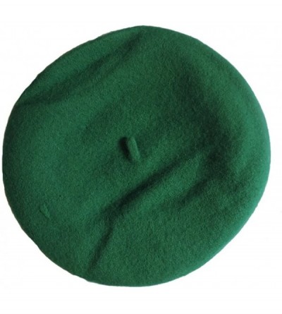 Berets 100% Wool Kelly Green Beret French Parisian Hat - CD11KT6GWZ9 $13.31