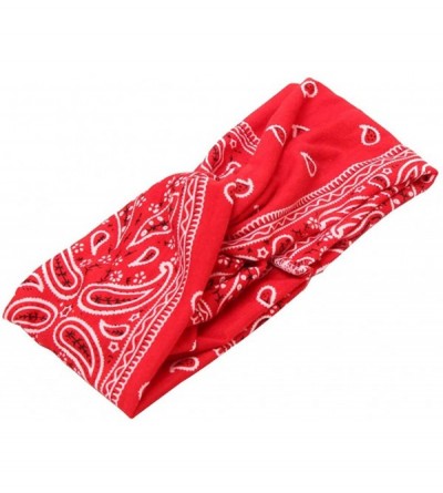 Headbands Pink Headband- Women Fashion Bandana Scarf Square Head Scarf Female Bandanas Headwear - Red - CE18UXNGQNZ $8.81