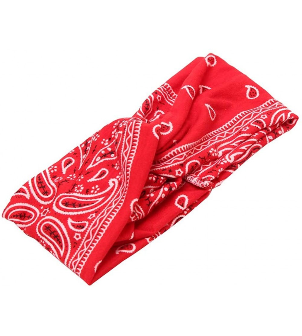 Headbands Pink Headband- Women Fashion Bandana Scarf Square Head Scarf Female Bandanas Headwear - Red - CE18UXNGQNZ $8.81