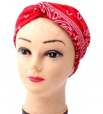 Headbands Pink Headband- Women Fashion Bandana Scarf Square Head Scarf Female Bandanas Headwear - Red - CE18UXNGQNZ $19.39