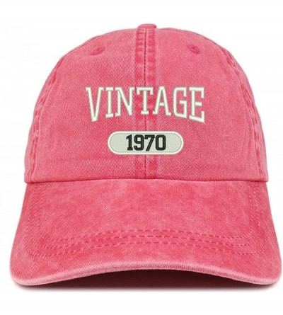 Baseball Caps Vintage 1970 Embroidered 50th Birthday Soft Crown Washed Cotton Cap - Red - CJ180WW7N7U $21.04