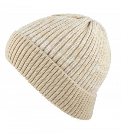 Skullies & Beanies Exclusive Ribbed Knit Warm Fuzzy Thick Fleece Lined Winter Skull Beanie - Khaki - CP18KC0XHDA $9.70