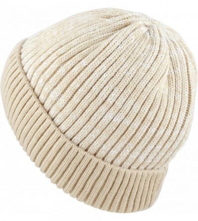 Skullies & Beanies Exclusive Ribbed Knit Warm Fuzzy Thick Fleece Lined Winter Skull Beanie - Khaki - CP18KC0XHDA $9.70