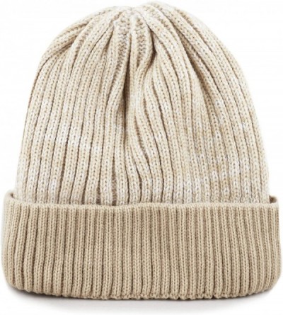 Skullies & Beanies Exclusive Ribbed Knit Warm Fuzzy Thick Fleece Lined Winter Skull Beanie - Khaki - CP18KC0XHDA $9.70