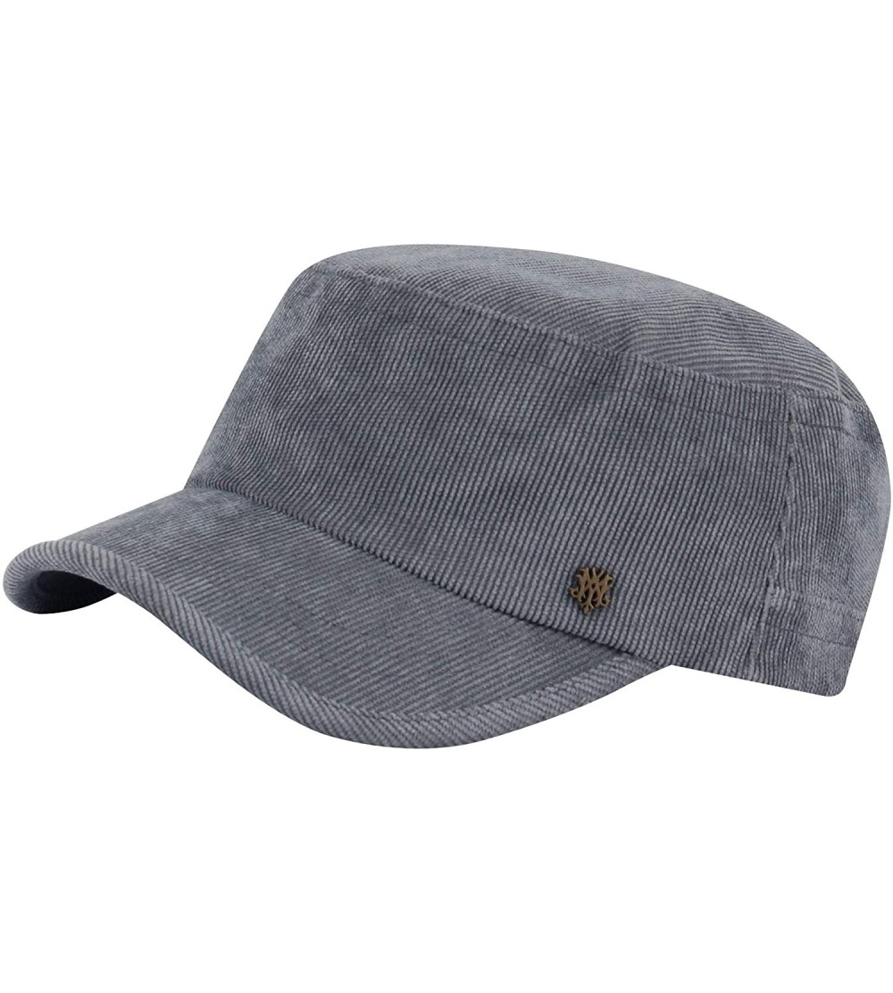 Baseball Caps A184 Army Cap Winter Basic Style Plain Corduroy Golf Club Cadet Military Hat - Gray - CJ188QDUKXO $25.70